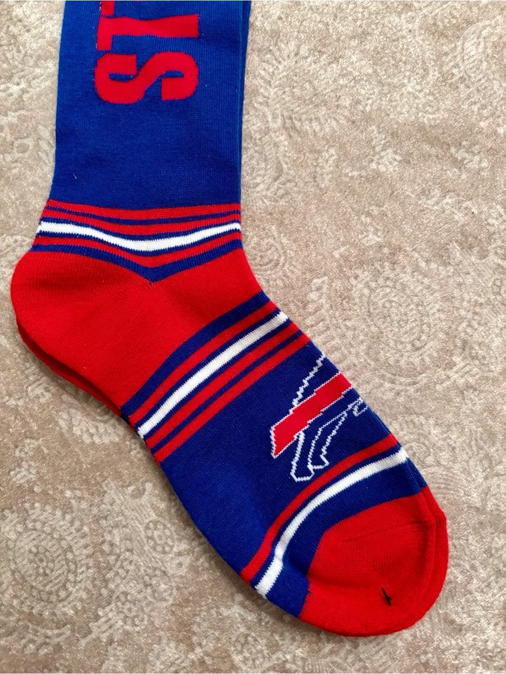 For Bare Feet NFL Buffalo Bills Blue Red Dress Crew Socks OSFM Go Team Football